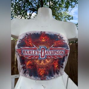 1999-2000s Vintage Harley Davidson Custom Reworked Tube Top/bandeau size S/M.